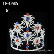 Venta por mayor azul roja y blanca corona del desfile Navidad